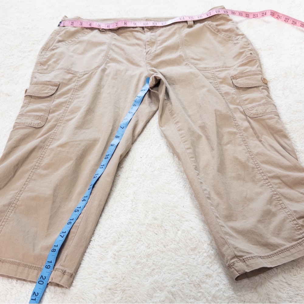 Vintage Y2K Faded Glory Khaki Cargo Capri Pants Plus Size 16 - Picture 6 of 7
